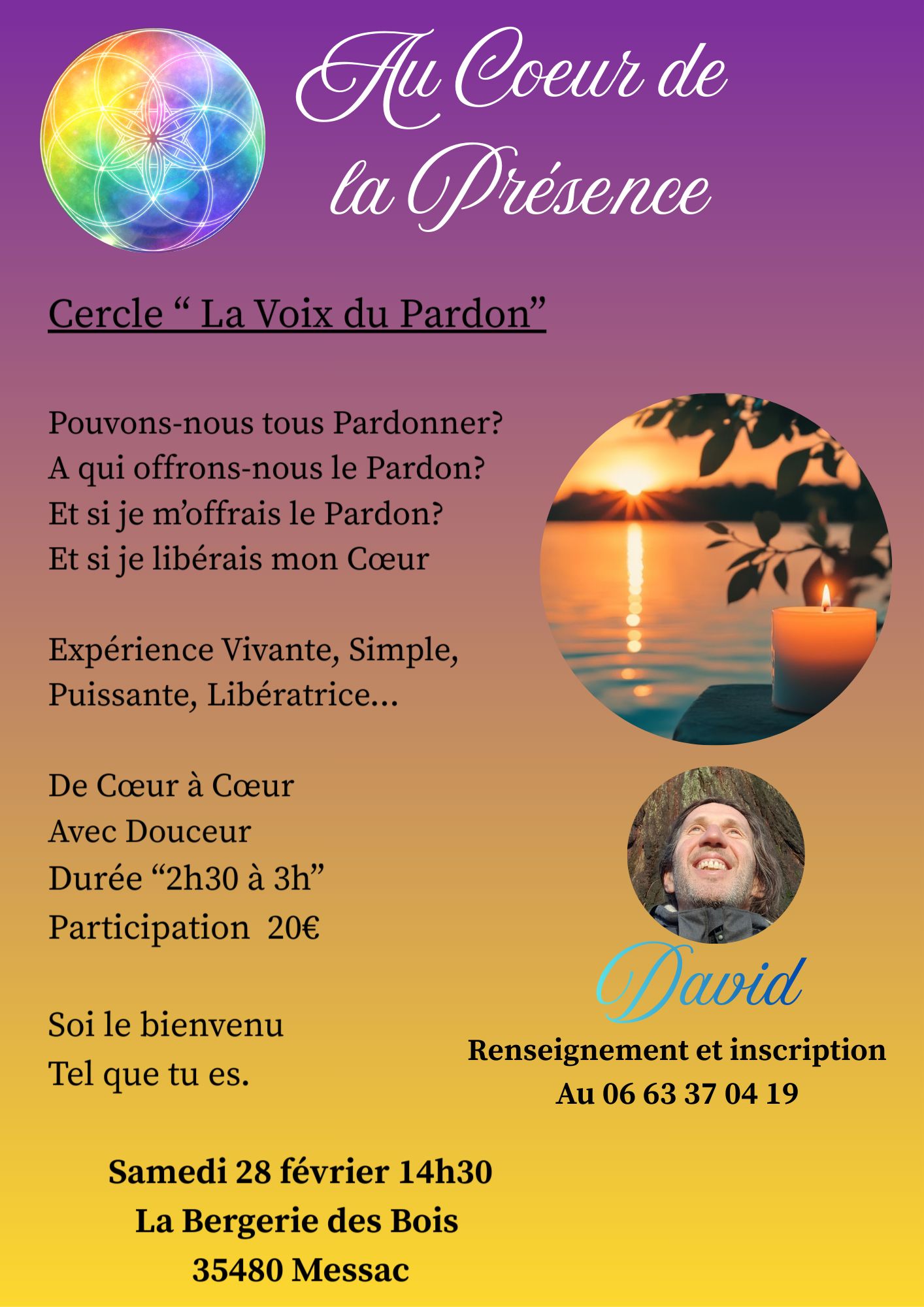 au coeur de la presence cercle la voix du pardon